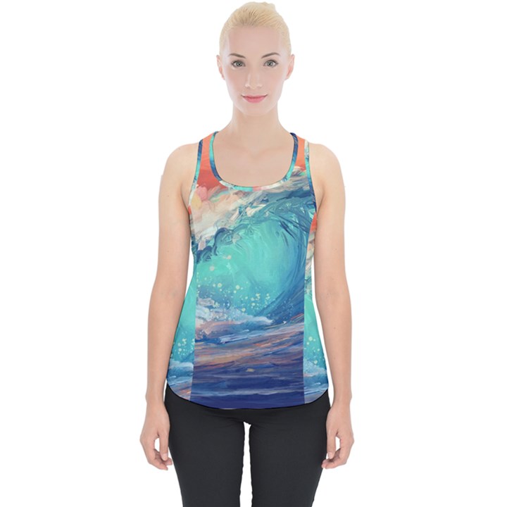 Artistic Wave Sea Piece Up Tank Top