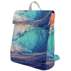 Artistic Wave Sea Flap Top Backpack by Semog4