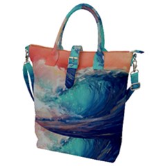 Artistic Wave Sea Buckle Top Tote Bag by Semog4