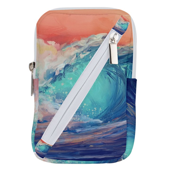 Artistic Wave Sea Belt Pouch Bag (Large)