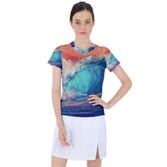 Artistic Wave Sea Women s Sports Top by Semog4