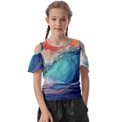 Artistic Wave Sea Kids  Butterfly Cutout Tee by Semog4