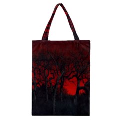 Dark Forest Jungle Plant Black Red Tree Classic Tote Bag by Semog4