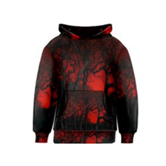 Dark Forest Jungle Plant Black Red Tree Kids  Pullover Hoodie by Semog4