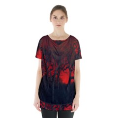 Dark Forest Jungle Plant Black Red Tree Skirt Hem Sports Top by Semog4