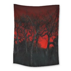 Dark Forest Jungle Plant Black Red Tree Medium Tapestry by Semog4