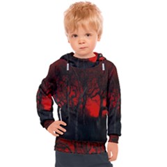 Dark Forest Jungle Plant Black Red Tree Kids  Hooded Pullover by Semog4