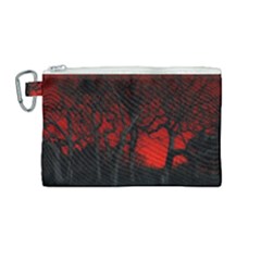 Dark Forest Jungle Plant Black Red Tree Canvas Cosmetic Bag (medium) by Semog4