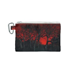 Dark Forest Jungle Plant Black Red Tree Canvas Cosmetic Bag (small)