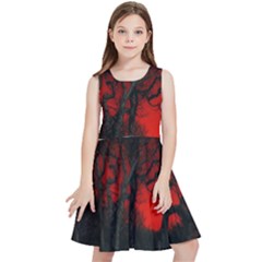 Dark Forest Jungle Plant Black Red Tree Kids  Skater Dress by Semog4