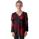 Dark Forest Jungle Plant Black Red Tree Kids  V Neck Casual Top View1