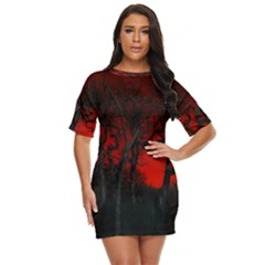 Dark Forest Jungle Plant Black Red Tree Just Threw It On Dress by Semog4