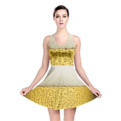 Texture Pattern Macro Glass Of Beer Foam White Yellow Art Reversible Skater Dress by Semog4