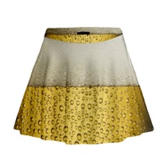 Texture Pattern Macro Glass Of Beer Foam White Yellow Art Mini Flare Skirt