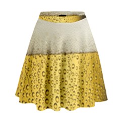 Texture Pattern Macro Glass Of Beer Foam White Yellow Art High Waist Skirt by Semog4