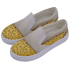 Texture Pattern Macro Glass Of Beer Foam White Yellow Art Kids  Canvas Slip Ons by Semog4