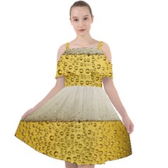 Texture Pattern Macro Glass Of Beer Foam White Yellow Art Cut Out Shoulders Chiffon Dress by Semog4