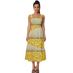 Texture Pattern Macro Glass Of Beer Foam White Yellow Art Square Neckline Tiered Midi Dress by Semog4