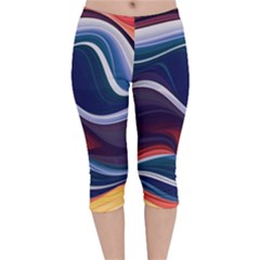 Wave Of Abstract Colors Velvet Capri Leggings  by Semog4