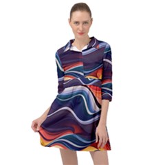 Wave Of Abstract Colors Mini Skater Shirt Dress by Semog4