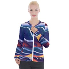 Wave Of Abstract Colors Casual Zip Up Jacket by Semog4