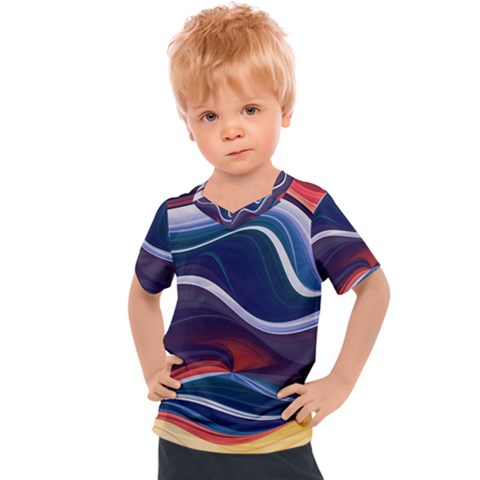 Wave Of Abstract Colors Kids  Sports Tee by Semog4