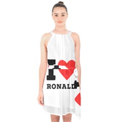 I Love Ronald Halter Collar Waist Tie Chiffon Dress by ilovewhateva