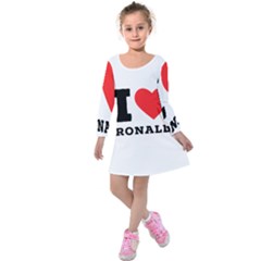 I Love Ronald Kids  Long Sleeve Velvet Dress by ilovewhateva