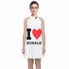 I Love Ronald Velvet Halter Neckline Dress 