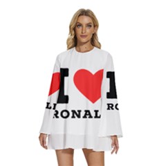 I Love Ronald Round Neck Long Sleeve Bohemian Style Chiffon Mini Dress by ilovewhateva