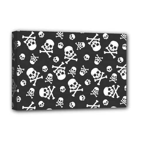 Skull-crossbones-seamless-pattern-holiday-halloween-wallpaper-wrapping-packing-backdrop Deluxe Canvas 18  X 12  (stretched) by Ravend