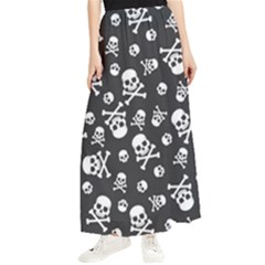 Skull-crossbones-seamless-pattern-holiday-halloween-wallpaper-wrapping-packing-backdrop Maxi Chiffon Skirt by Ravend