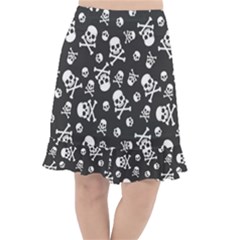 Skull-crossbones-seamless-pattern-holiday-halloween-wallpaper-wrapping-packing-backdrop Fishtail Chiffon Skirt by Ravend