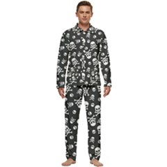 Skull-crossbones-seamless-pattern-holiday-halloween-wallpaper-wrapping-packing-backdrop Men s Long Sleeve Velvet Pocket Pajamas Set by Ravend