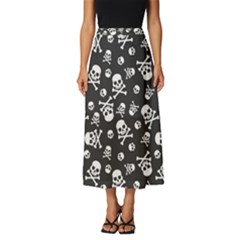 Skull-crossbones-seamless-pattern-holiday-halloween-wallpaper-wrapping-packing-backdrop Classic Midi Chiffon Skirt