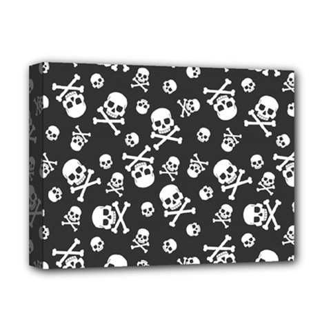 Skull-crossbones-seamless-pattern-holiday-halloween-wallpaper-wrapping-packing-backdrop Deluxe Canvas 16  X 12  (stretched)  by Ravend