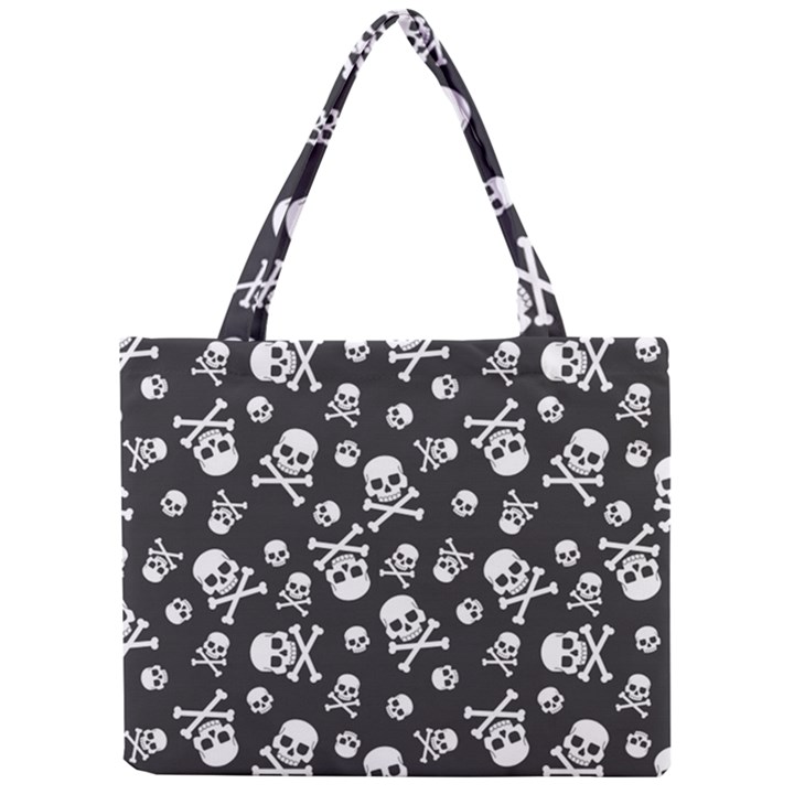 Skull-crossbones-seamless-pattern-holiday-halloween-wallpaper-wrapping-packing-backdrop Mini Tote Bag