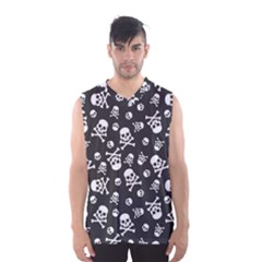 Skull-crossbones-seamless-pattern-holiday-halloween-wallpaper-wrapping-packing-backdrop Men s Basketball Tank Top by Ravend