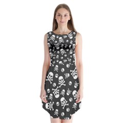 Skull-crossbones-seamless-pattern-holiday-halloween-wallpaper-wrapping-packing-backdrop Sleeveless Chiffon Dress   by Ravend