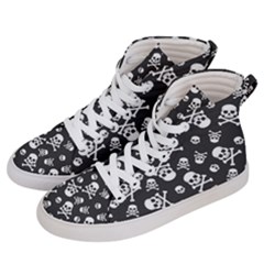 Skull-crossbones-seamless-pattern-holiday-halloween-wallpaper-wrapping-packing-backdrop Women s Hi-top Skate Sneakers by Ravend