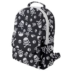 Skull-crossbones-seamless-pattern-holiday-halloween-wallpaper-wrapping-packing-backdrop Flap Pocket Backpack (small) by Ravend