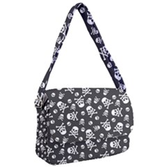 Skull-crossbones-seamless-pattern-holiday-halloween-wallpaper-wrapping-packing-backdrop Courier Bag by Ravend