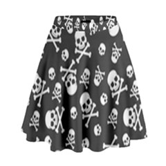 Skull Crossbones Seamless Pattern Holiday-halloween-wallpaper Wrapping Packing Backdrop High Waist Skirt by Ravend