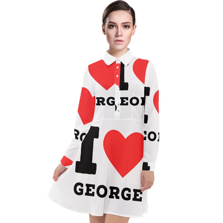 I love george Long Sleeve Chiffon Shirt Dress