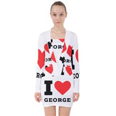 I Love George V-neck Bodycon Long Sleeve Dress by ilovewhateva