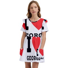 I Love George Kids  Frilly Sleeves Pocket Dress by ilovewhateva