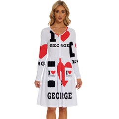 I Love George Long Sleeve Dress With Pocket by ilovewhateva