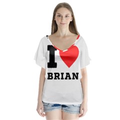 I Love Brian V-neck Flutter Sleeve Top by ilovewhateva