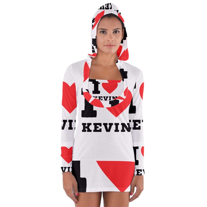 I love kevin Long Sleeve Hooded T-shirt