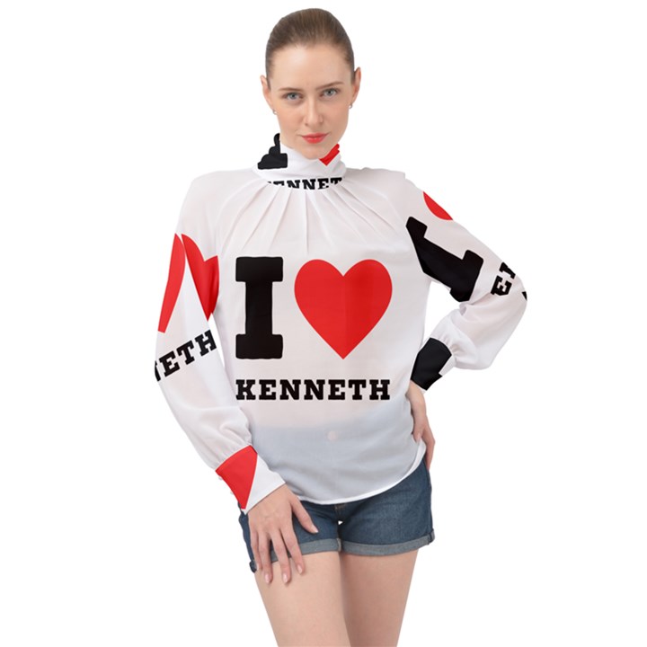 I love kenneth High Neck Long Sleeve Chiffon Top